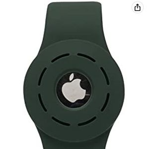 Airtag Wristband watch band bracelet holder silicone dark olive green adjustable